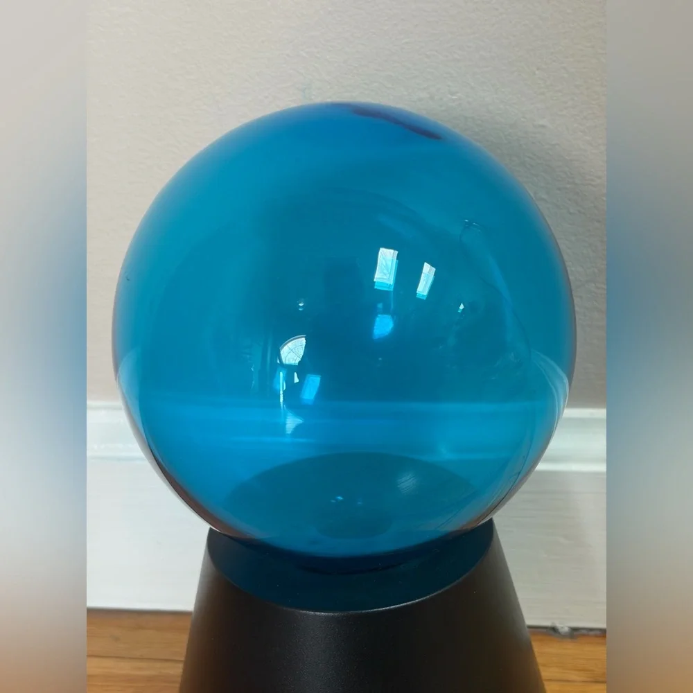 LumiSource Vintage Y2K Blue Glass Sphere Orb Plasma Lamp Light Table Lighting